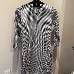 Khaadi Black and White Checkered Long Sleeve Dress with matching trousers